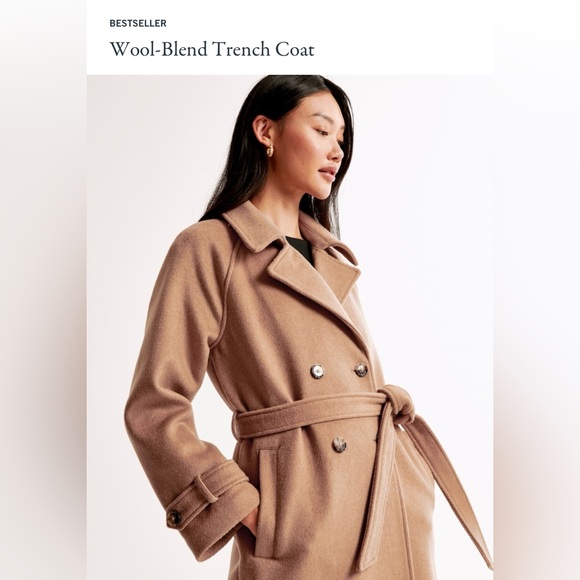 Women’s Abercrombie and Fitch Wool Blend Trench Coat - Picture 11 of 13